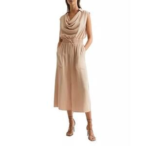 Reiss Tia Sleeveless Midi Dress Drawstring Cowl Neck Business Casual Size 6 NWT